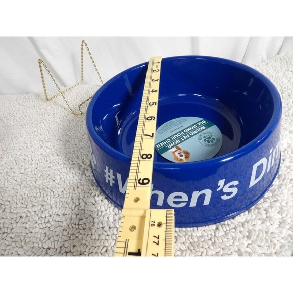 Greenbrier Kennel Club Blue Dishwasher Safe When's Dinner Round Pet Bowl - Picture 6 of 6